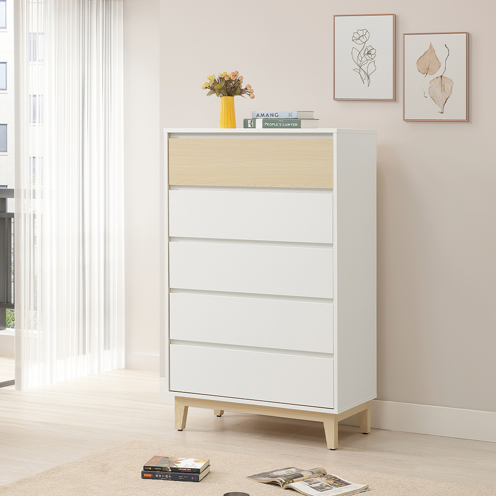 【唯熙傢俱】羅伊原木雙色五斗櫃 抽屜櫃, , large