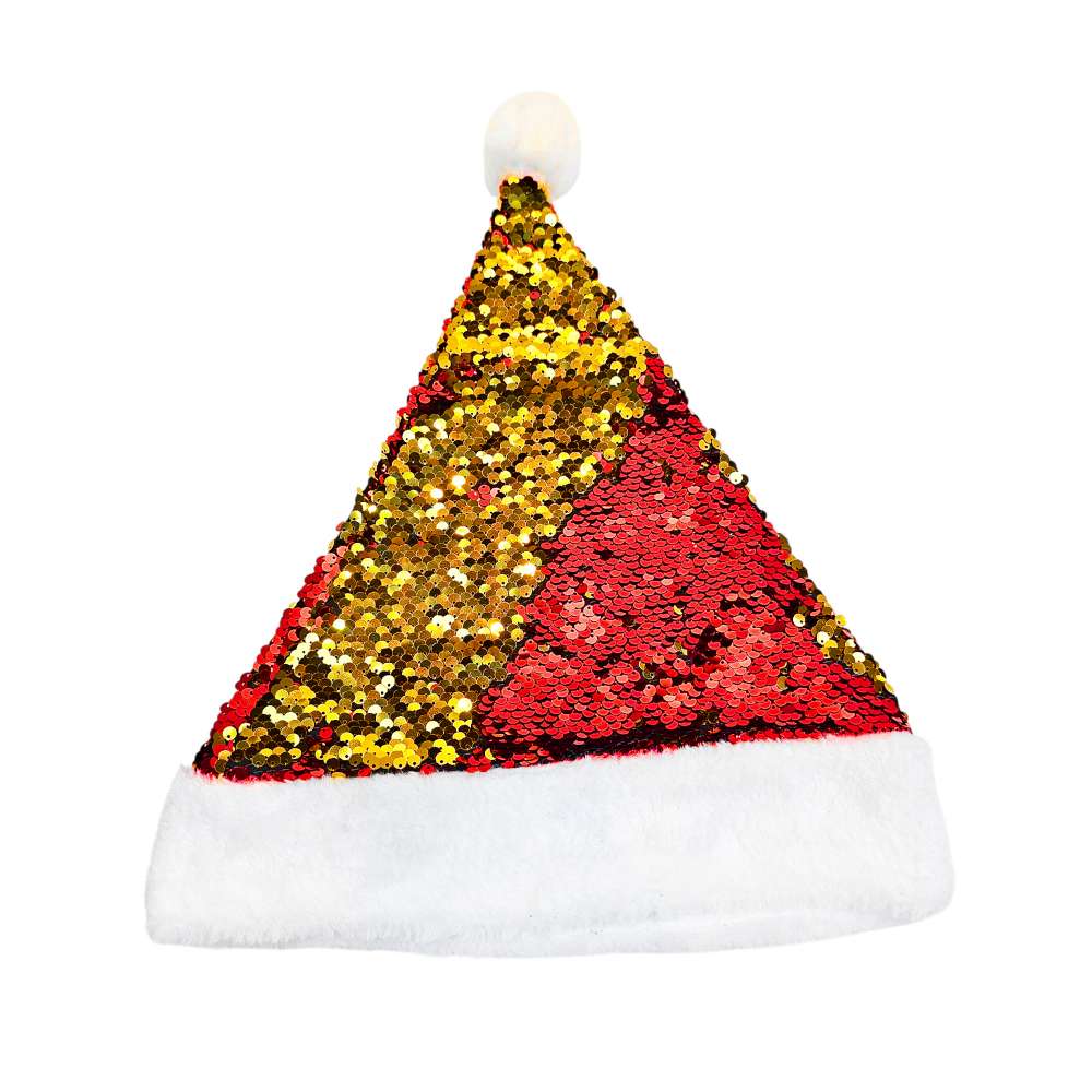 摩達客-驚艷雙色亮片一撥變色聖誕帽-紅金雙色款-交換禮物耶誕派對推薦, , large