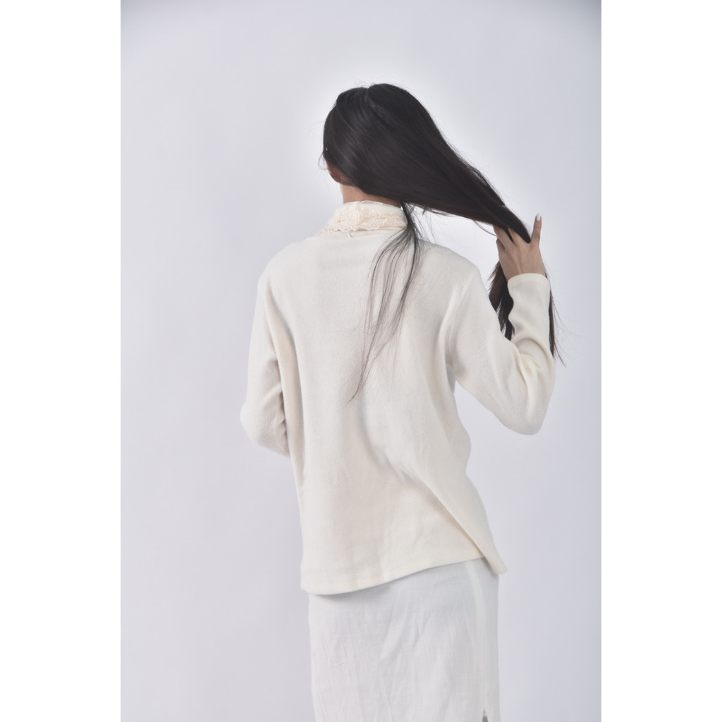 (M) captain日系假兩件白色長袖上衣二手衣, , large