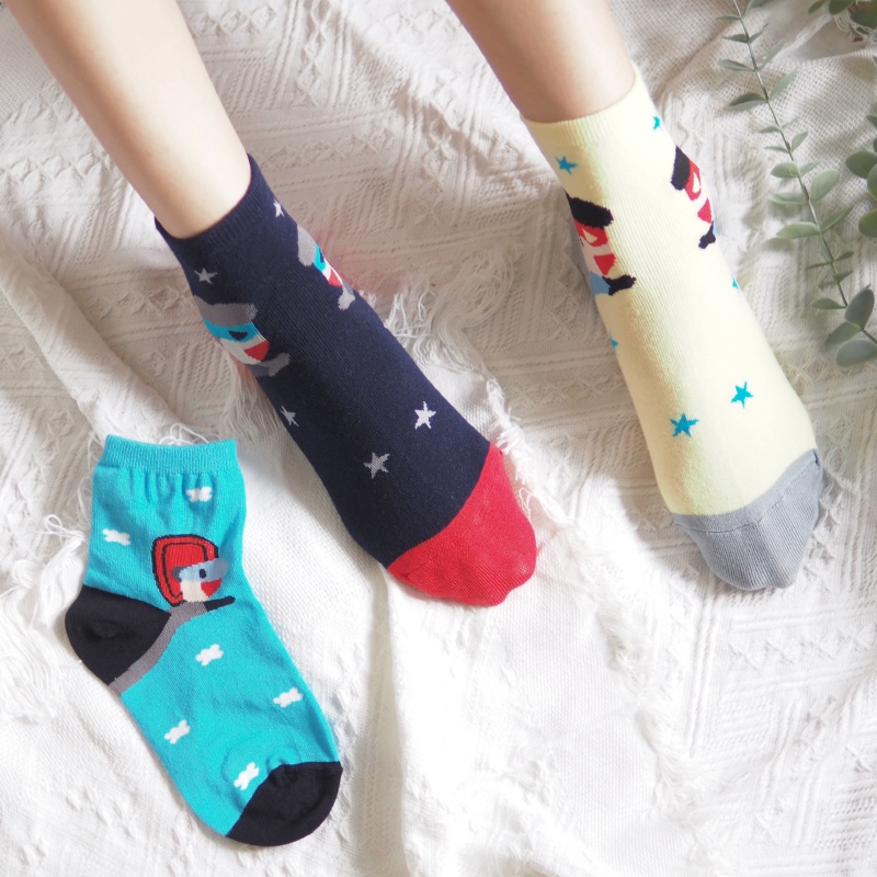[Kaimei Cotton] 10-Pair Set, Random Excellent, MIT Made in Taiwan, Pure Cotton Fine Needle Styling Children's Socks, Superman Style, 15-18cm, , large