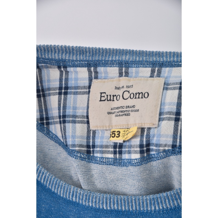 (S) euro como質感棉質純棉藍色長袖上衣二手衣, , large