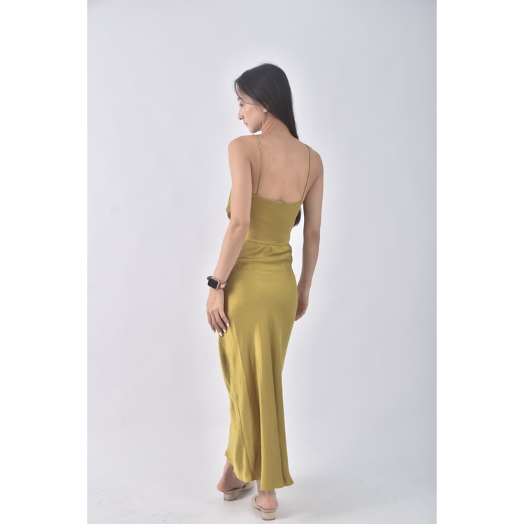 (S) 【安于晴Charlene私服】zara質感吊帶緞面綠色洋裝二手衣, , large