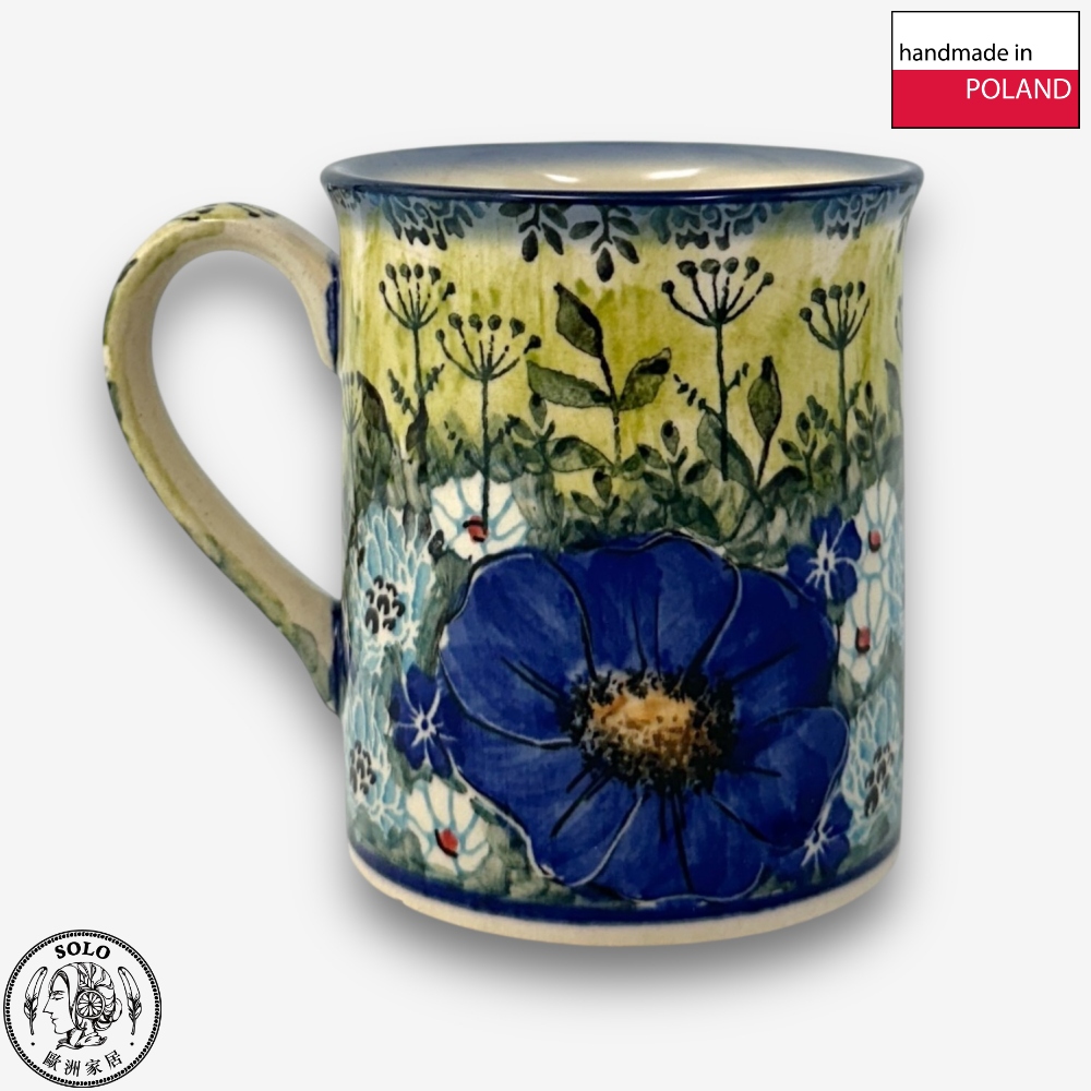 【SOLO歐洲家居】波蘭製 Cerraf 波蘭陶 280ml 馬克杯 水杯 咖啡杯 藍野芳蹤系列, , large