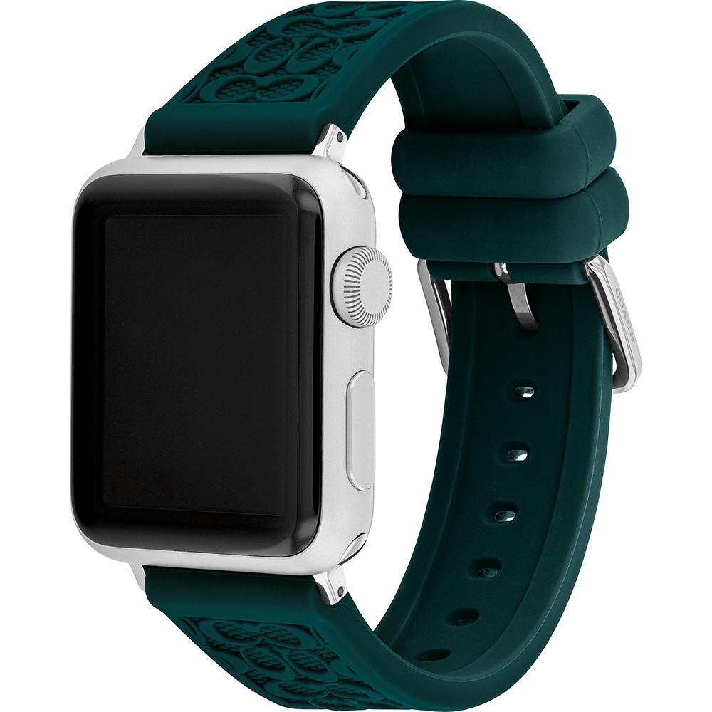 COACH Apple Watch 錶帶 38/40/41mm適用 綠色 矽膠錶帶(不含手錶), , large