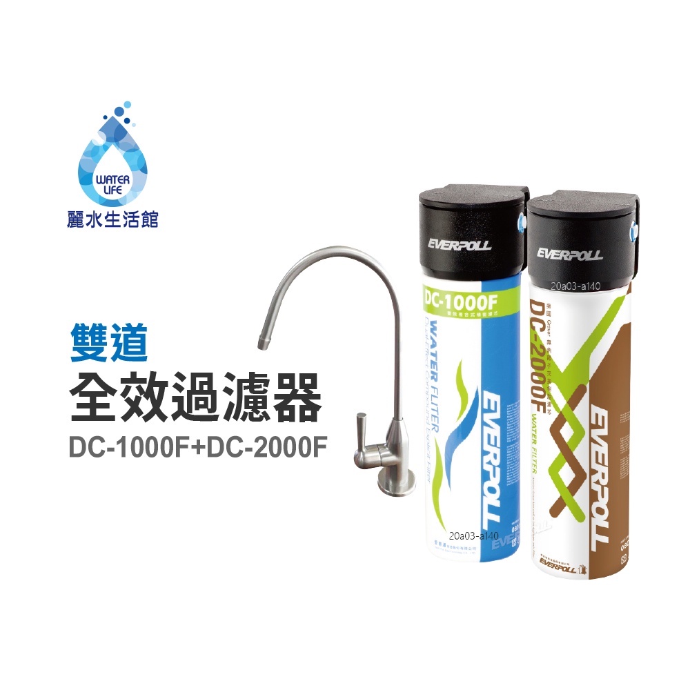 【麗水生活】愛科濾淨 EVERPOLL 雙道全效過濾器 DC-1000F DC-2000F(DCP-3000)公司貨, , large