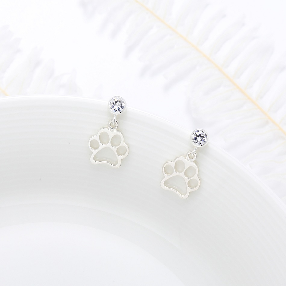 【Angel & Me】Cat Dog Paw s925 sterling silver earrings (changeable ear clips)