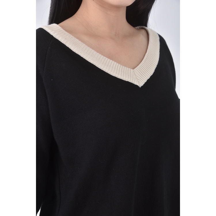 (L) 質感跳色黑色套裝二手衣, , large