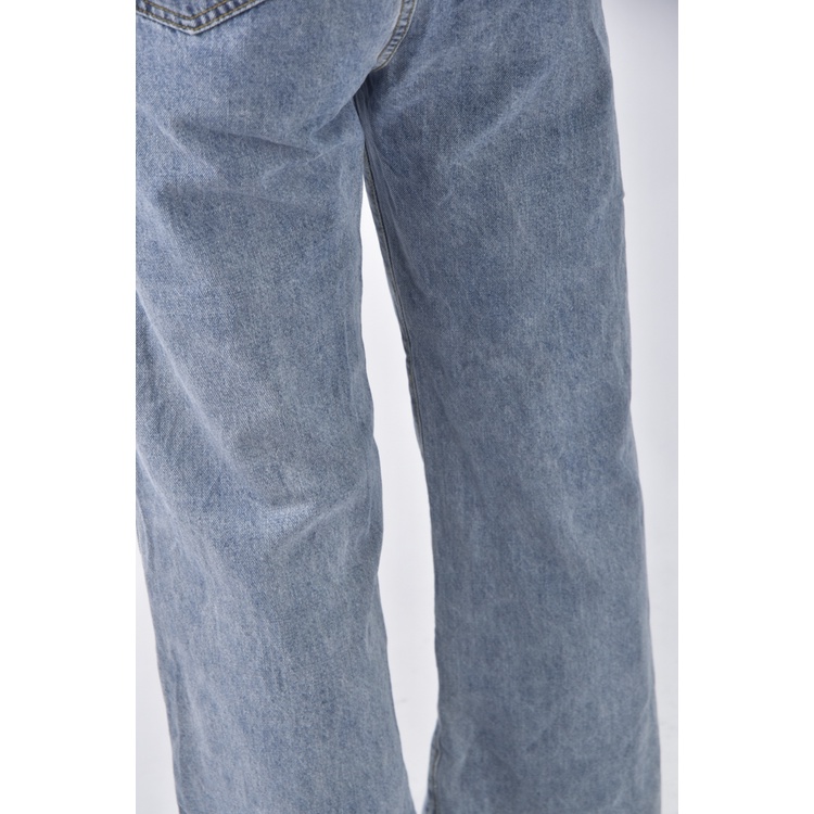 (L) bear two高腰丹寧牛仔不修邊藍色長褲二手衣, , large