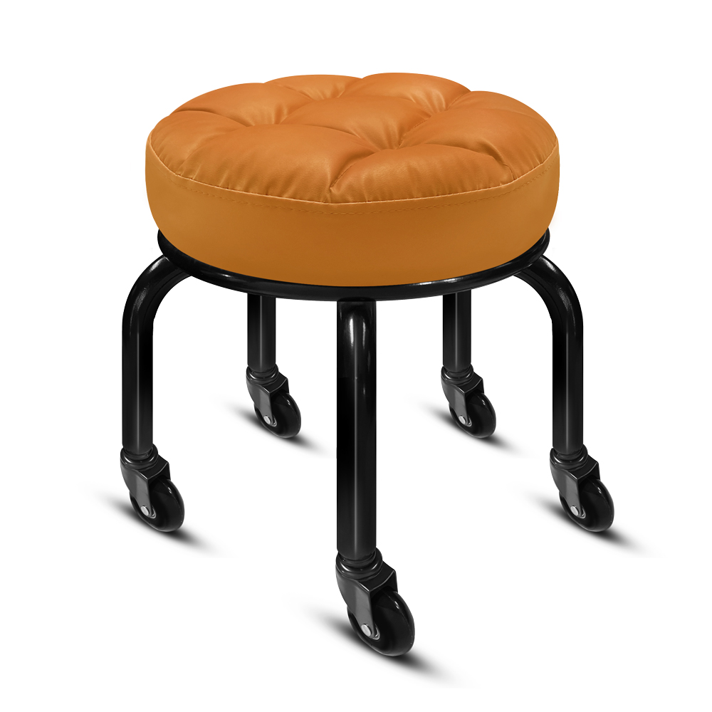 【G+居家】免組裝 動感滑輪萬用椅-黑管-淺咖啡(2吋純黑輪), , large