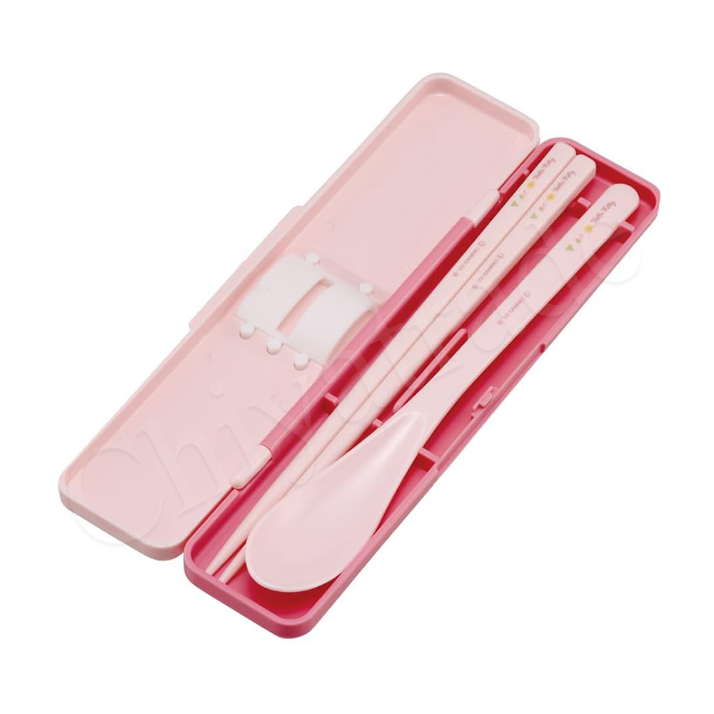 【百科良品】日本製 三麗鷗 凱蒂貓 酷洛米 美樂蒂 環保筷子+湯匙組 18CM(日本境內版), , large