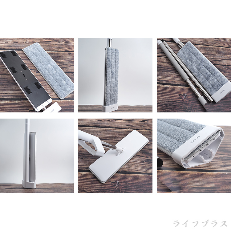 hold拖不沾手刮淨平板拖把-2組, , large