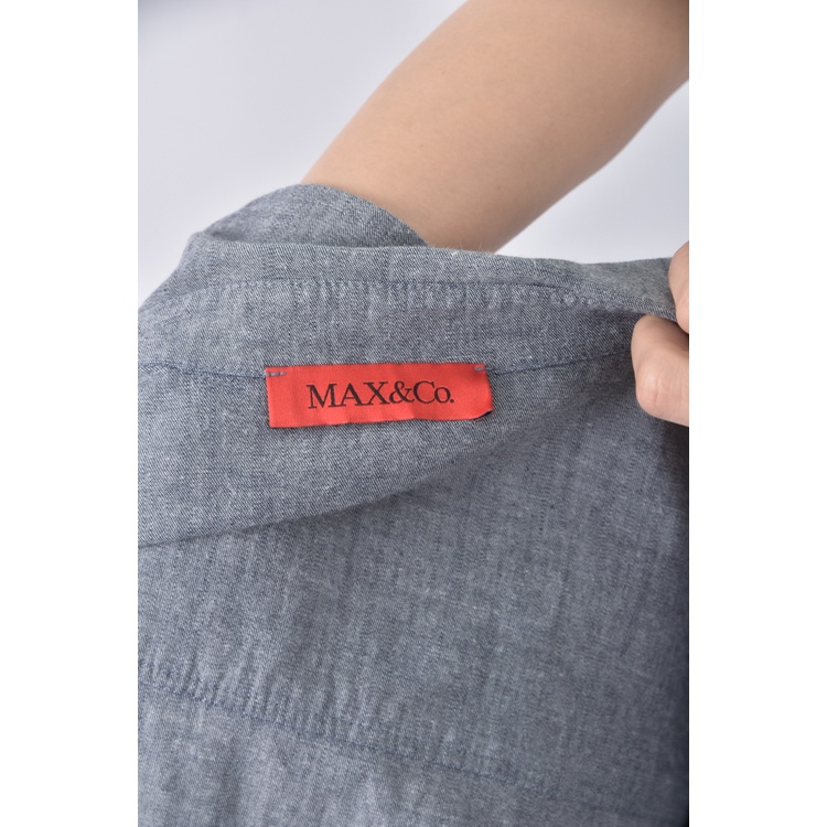(F) max co質感丹寧牛仔棉質撞色藍色外套二手衣, , large
