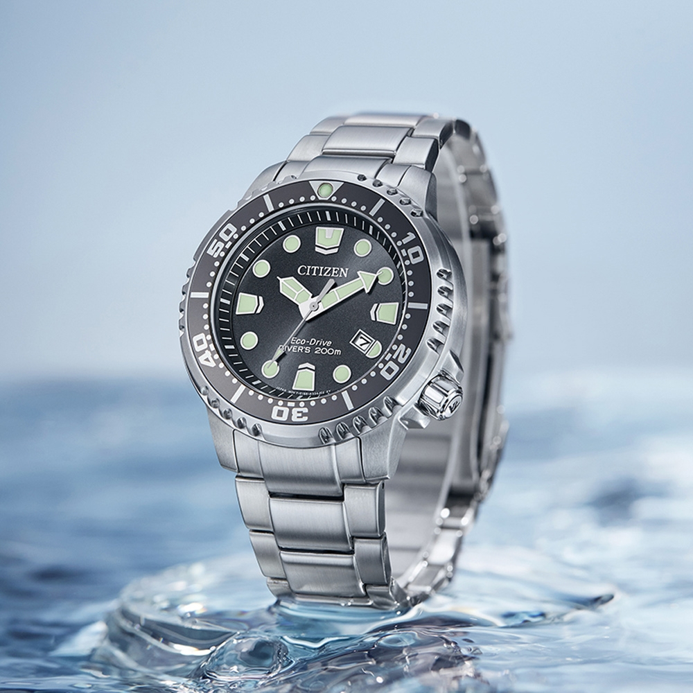 CITIZEN 星辰 PROMASTER 珍珠灰 光動能200米潛水錶 BN0167-50H, , large