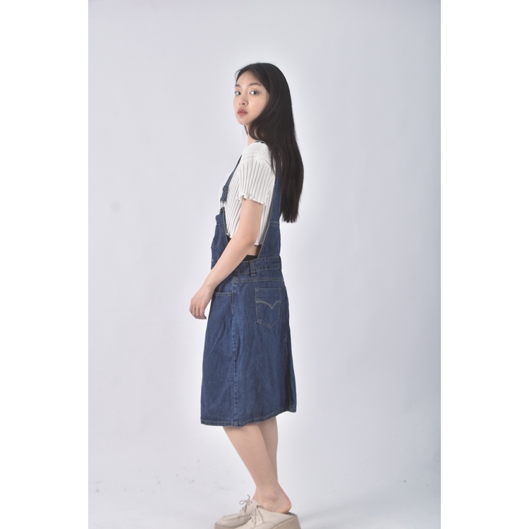 (XL) i jeans吊帶丹寧牛仔藍色長裙二手衣, , large