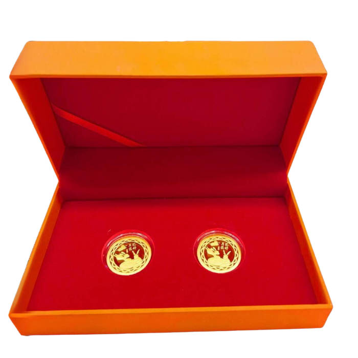 [意創趨術]花好月圓雙兔純金金幣組 0.2g, , large