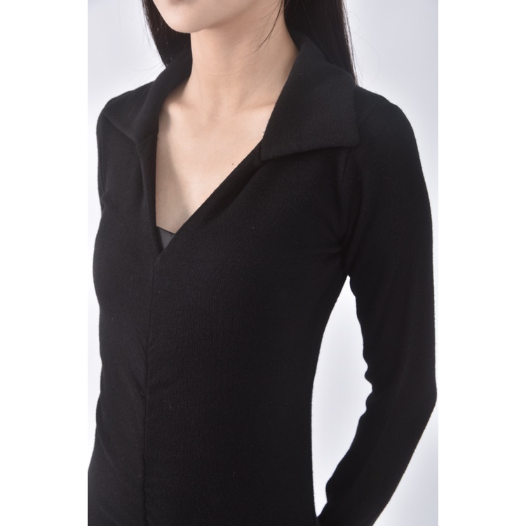 (S) black line韓牌修身黑色洋裝二手衣, , large