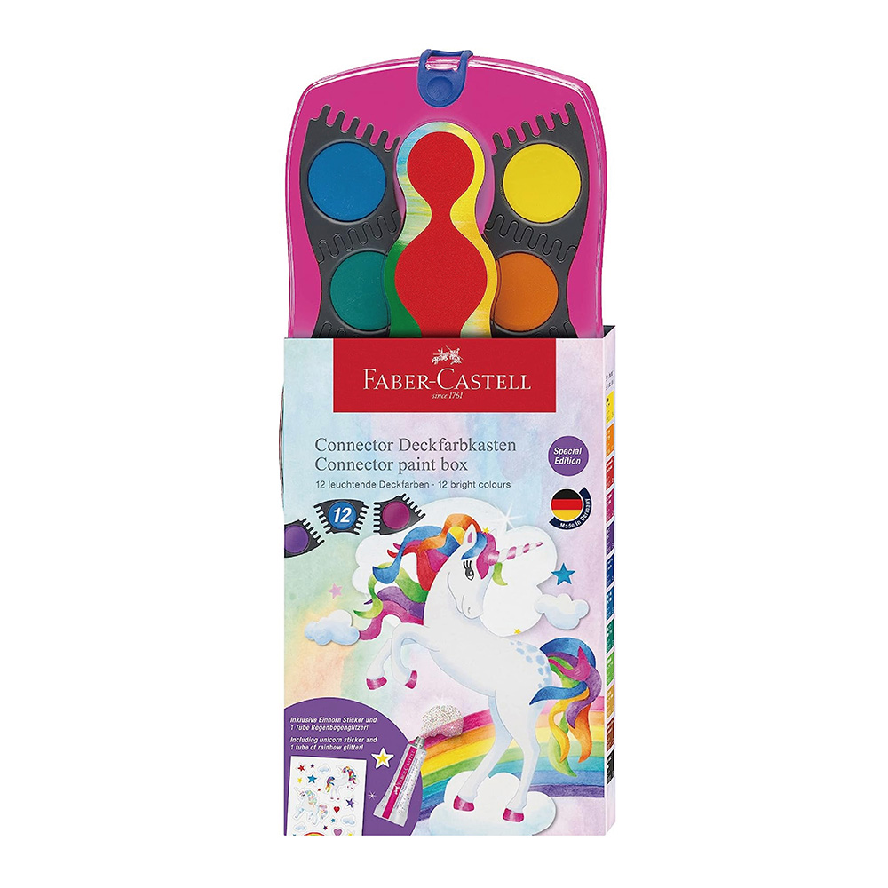 【Faber-Castell】輝柏 連接創意水彩餅12色 獨角獸款 /盒 125002, , large