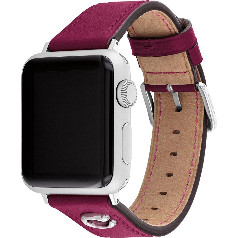 COACH Apple Watch 錶帶 38/40mm 適用 C字皮錶帶-紫色(不含手錶), , large