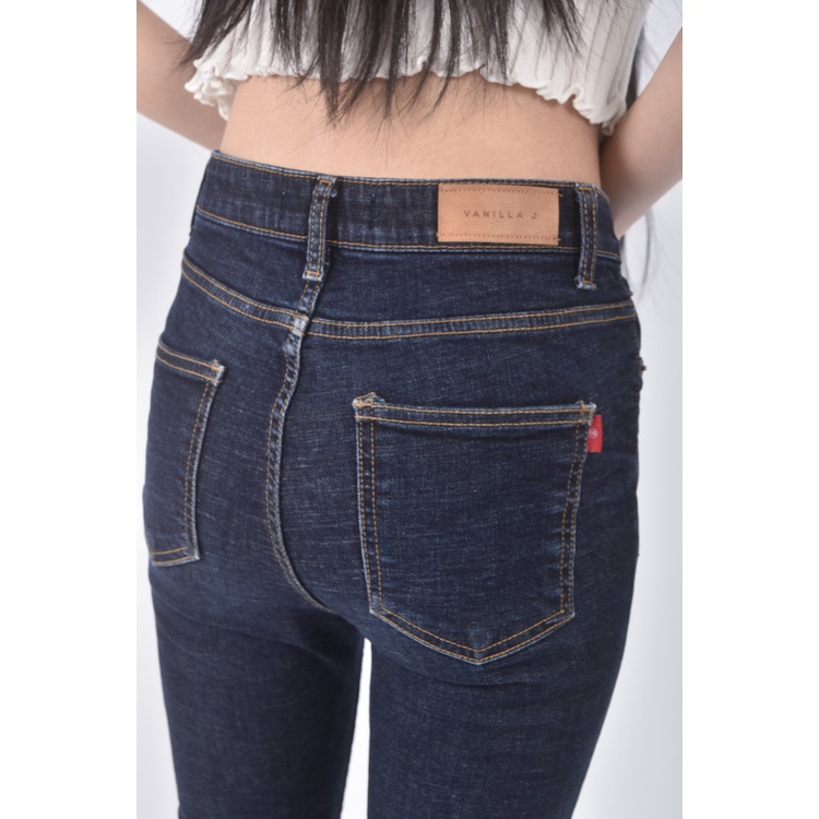 (S) vanilla j韓牌丹寧牛仔質感棉質藍色長褲二手衣, , large