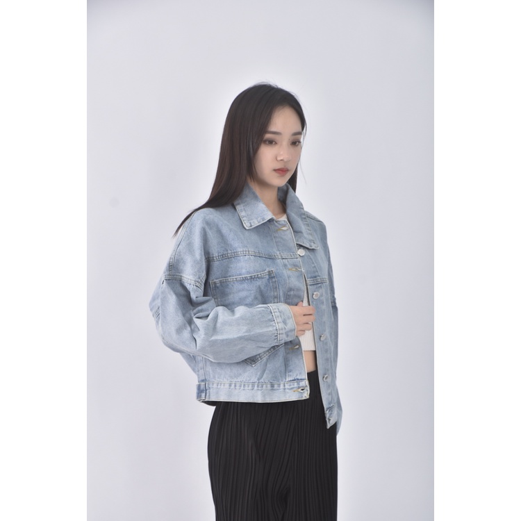 (L) 質感丹寧牛仔藍色外套二手衣, , large