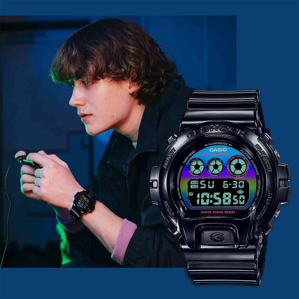 CASIO 卡西歐 G-SHOCK AI 探索虛擬彩虹系列電子錶 DW-6900RGB-1, , large