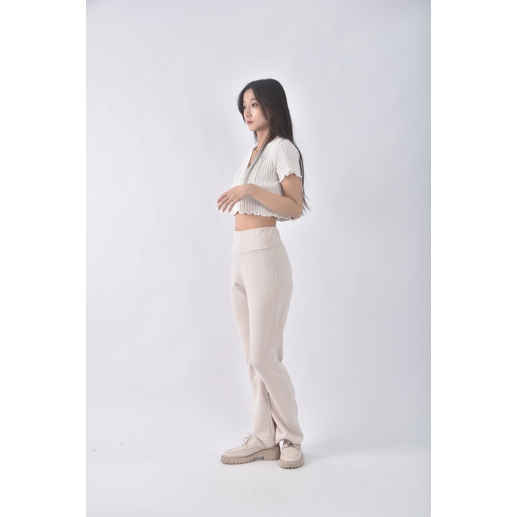 (F) conershop韓牌高腰運動高腰杏色長褲二手衣, , large