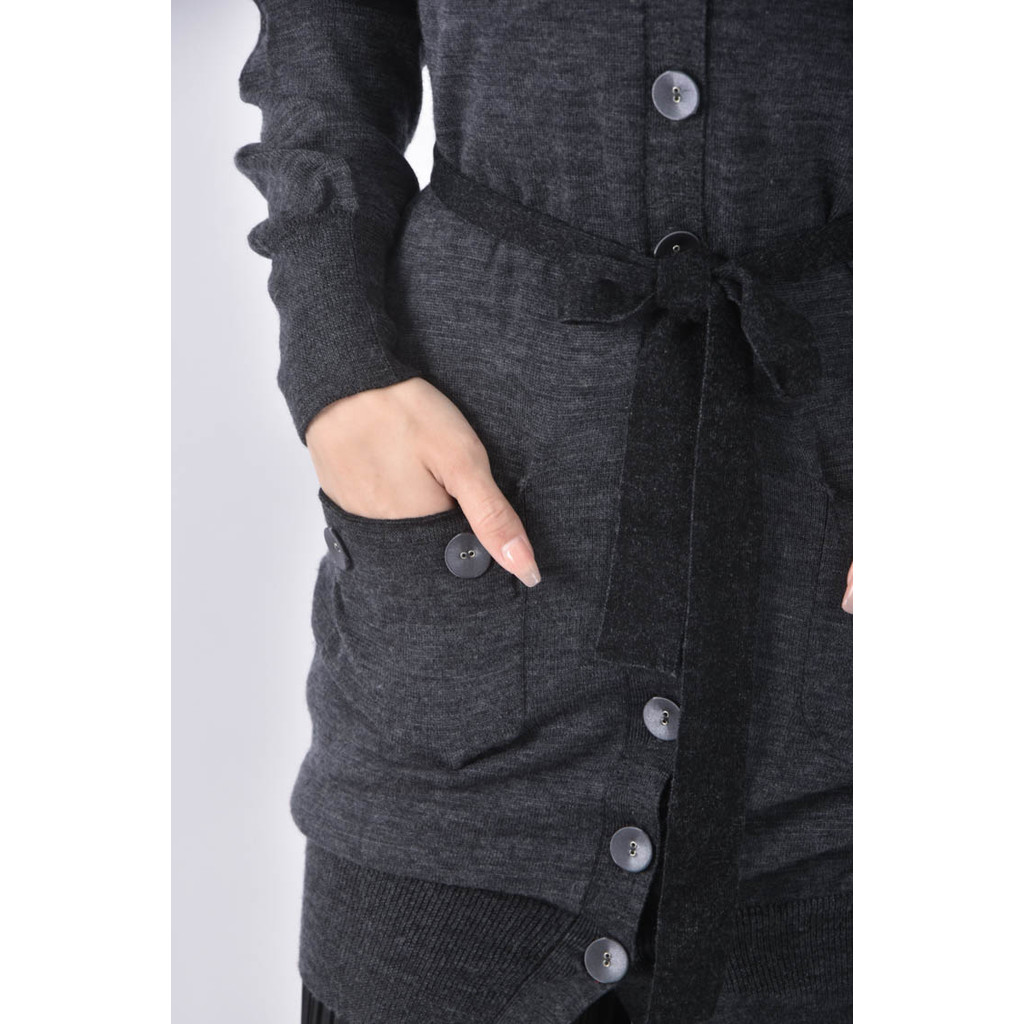 (XS（含）以下) 綁帶灰色外套二手衣, , large