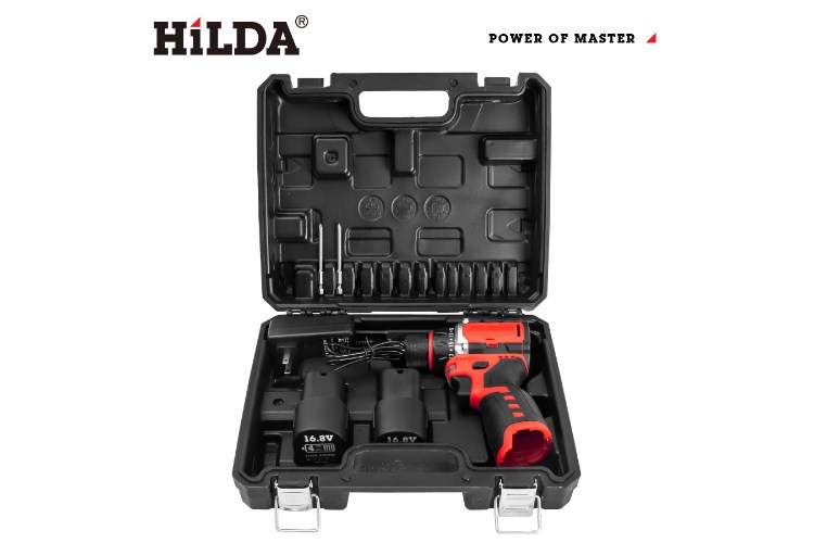 【HILDA】希爾達電動工具 16.8V 雙電 短軸無刷 電鑽起子機 工具箱, , large