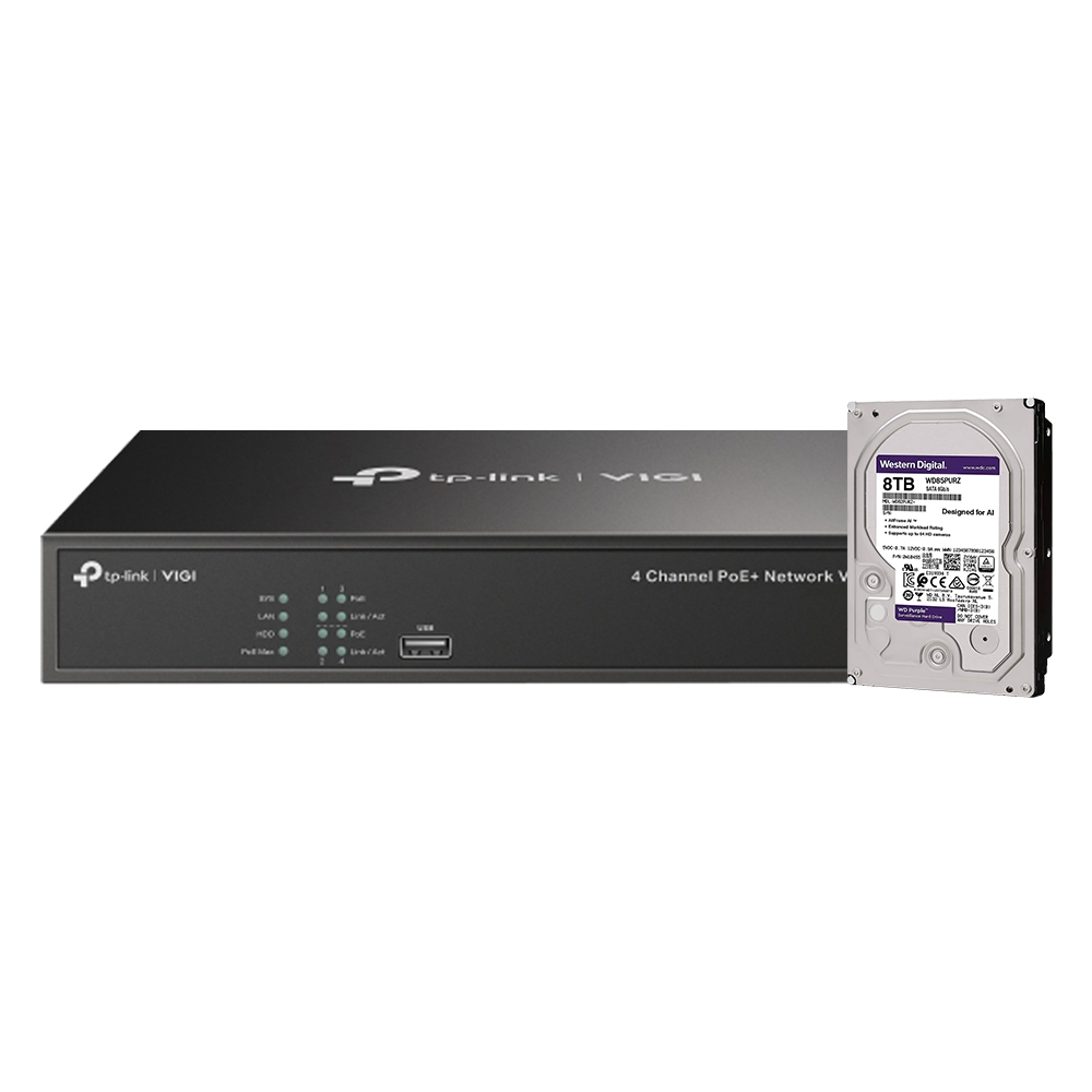 TP-LINK 昌運監視器 VIGI NVR1004H-4P 4路 網路監控主機 + WD 8TB 監控專用硬碟, , large