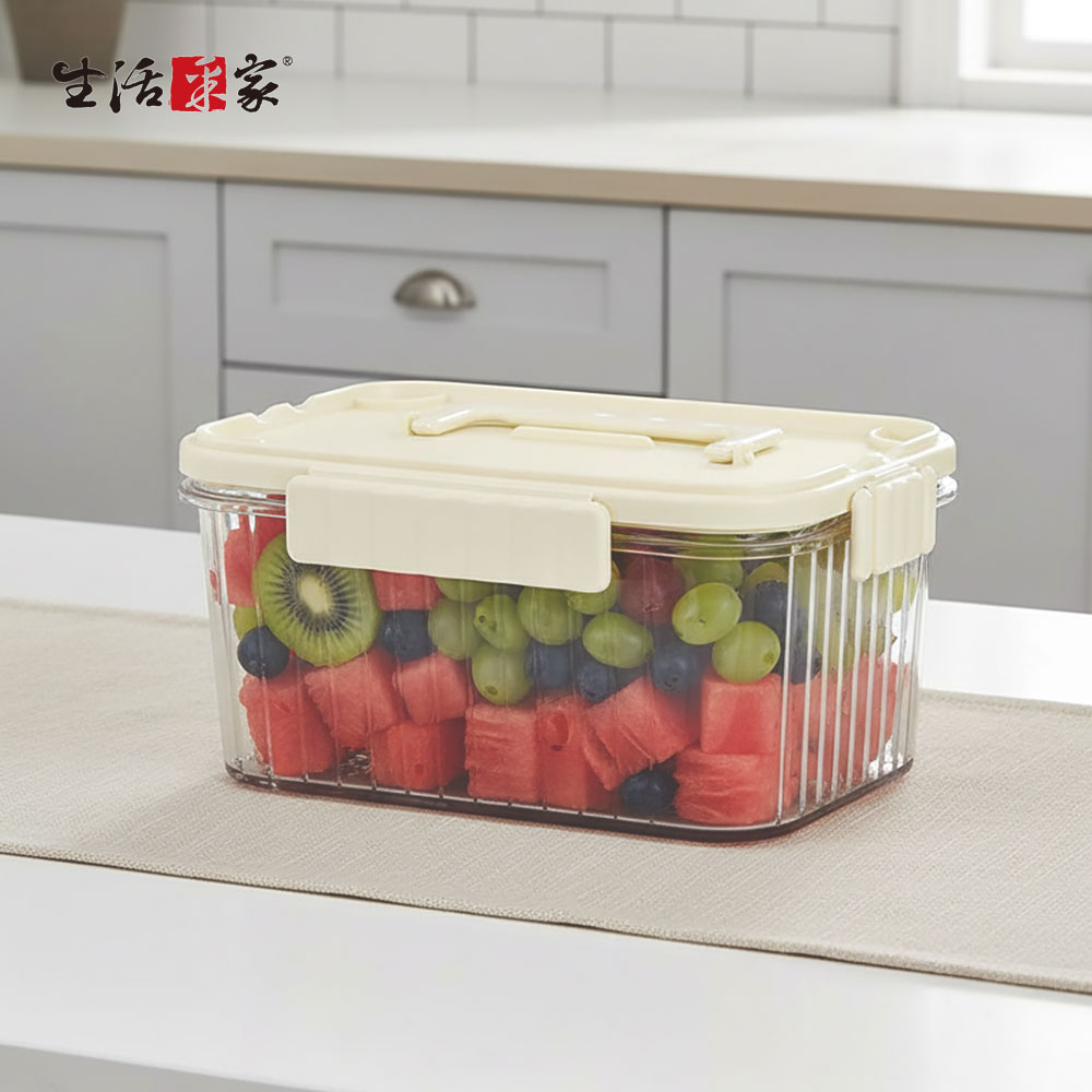 SHCJ 自帶冰磚密封瀝水保鮮盒【二款可選】食材低溫保鮮