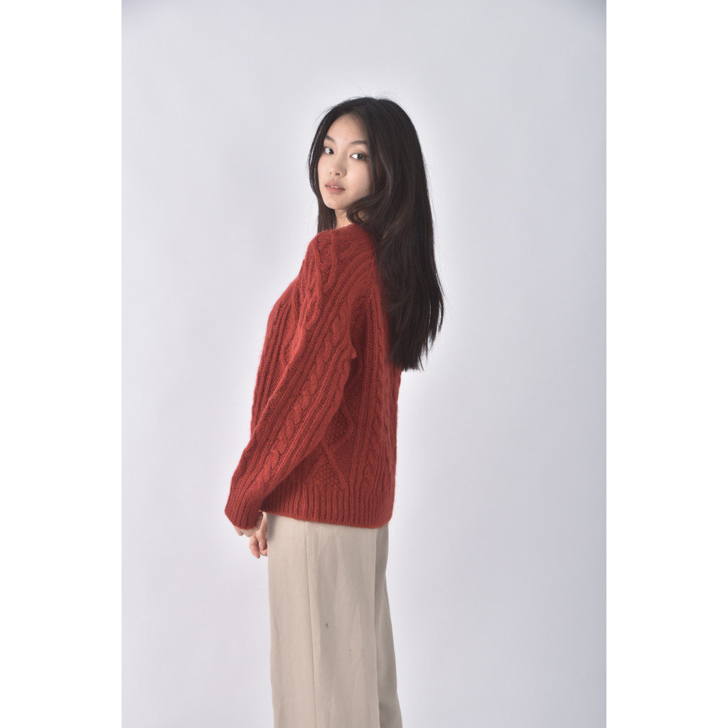 (L) pretty young thing韓牌圓領紅色長袖上衣二手衣, , large