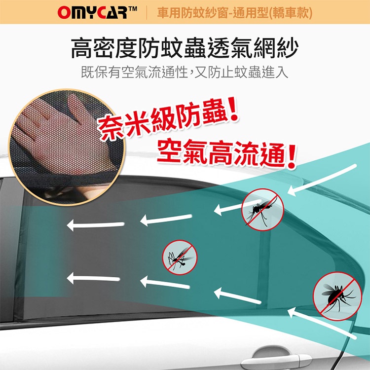 (1組2入)【OMyCar】車用防蚊紗窗-通用型(轎車款) 汽車防蚊紗窗 車窗防蚊罩 紗窗 車用蚊帳, , large