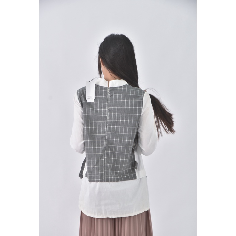 (S) tokoyo fashion質感格紋灰色短袖上衣二手衣, , large