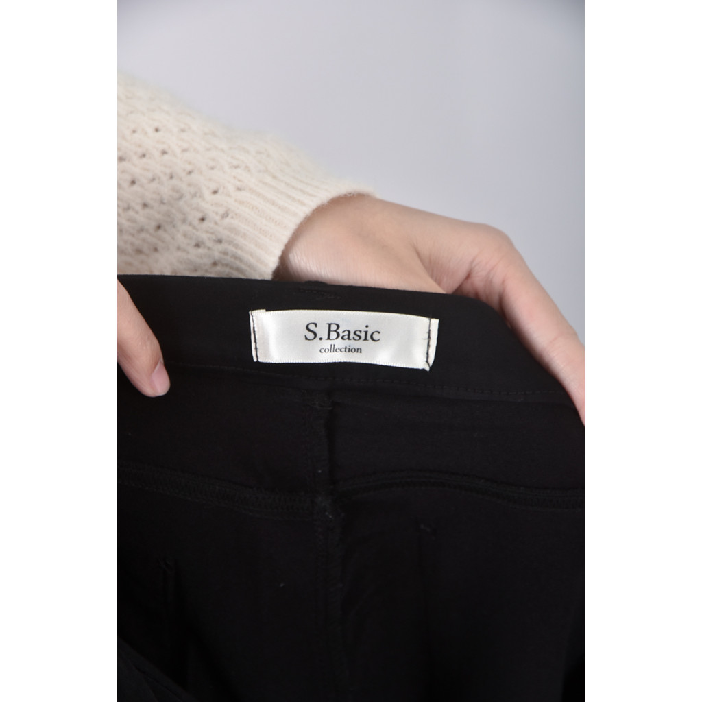 (M) s basic高腰棉質直筒黑色長褲二手衣, , large