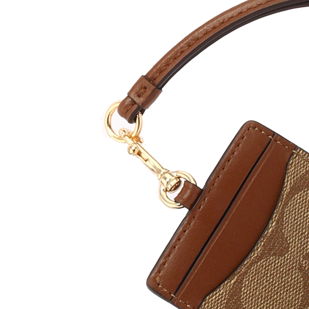 COACH PVC LOGO掛式証件套/卡夾/木頭色, , large