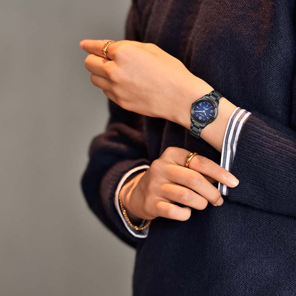 CITIZEN 星辰 XC 夜川月 限量 超級鈦 日月顯示 光動能電波女錶 EE1007-75L, , large