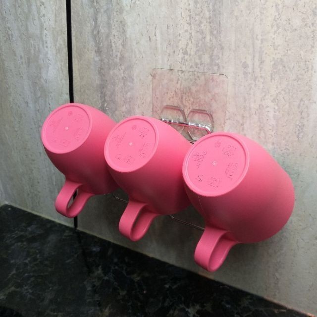 [熊好貼國際]杯架 漱口杯架（台灣製造不鏽鋼）置杯架 一體成型超堅固 凹凸粗糙光滑平整面（超黏貼）皆可貼無痕掛勾掛鉤, , large