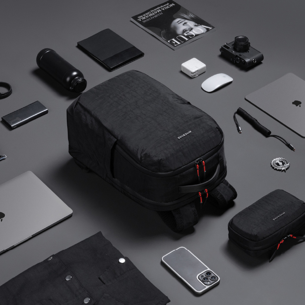 [杰鼎奧拉] KINGSONS｜水洗紋理-防水雙層後背包｜防潑水材質｜可容納15.6吋筆電-沙丘棕, 沙丘棕, large