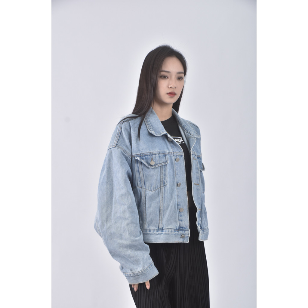 (L) 丹寧牛仔質感藍色外套二手衣, , large