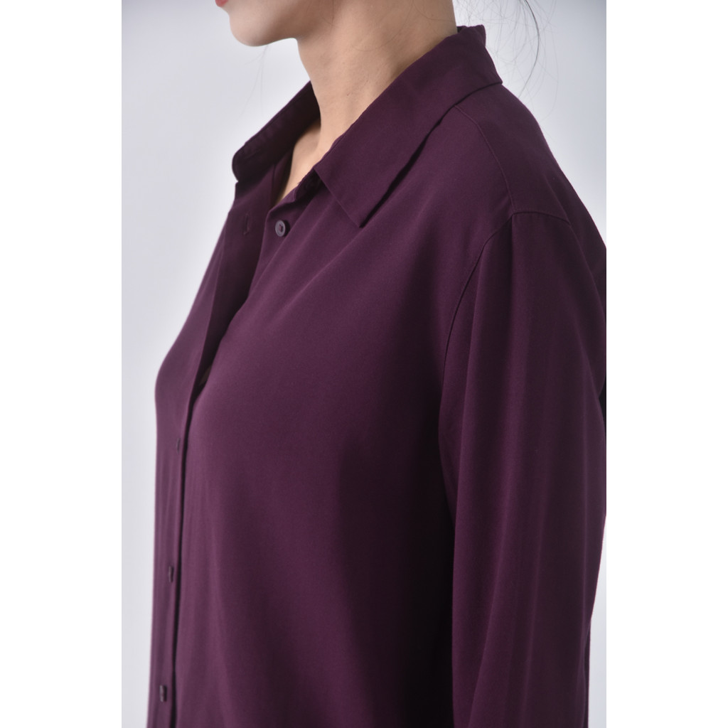 (L) uniqlo簡約紫色襯衫上衣二手衣, , large