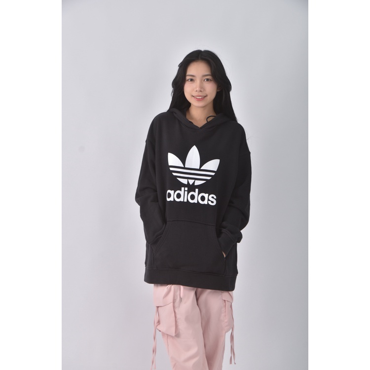 (XL) adidas質感棉質連帽黑色長袖上衣二手衣, , large