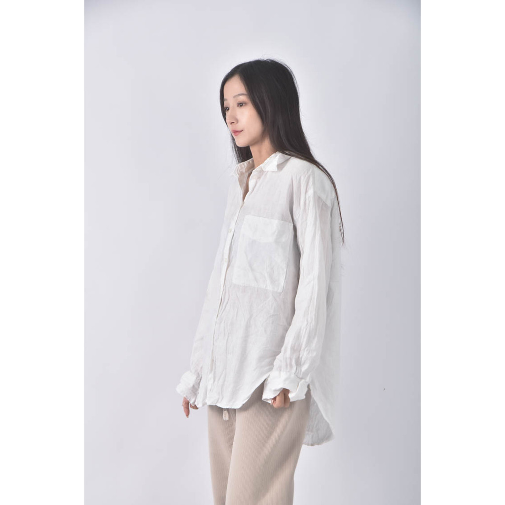 (2XL) h m亞麻純亞麻白色長袖上衣二手衣, , large