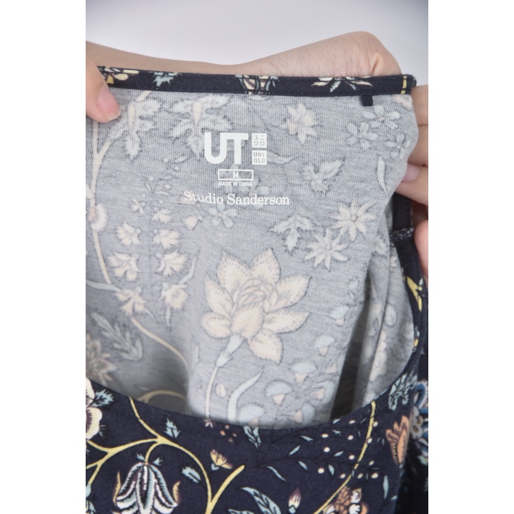 (M) uniqlo質感棉質純棉藍色短袖上衣二手衣, , large