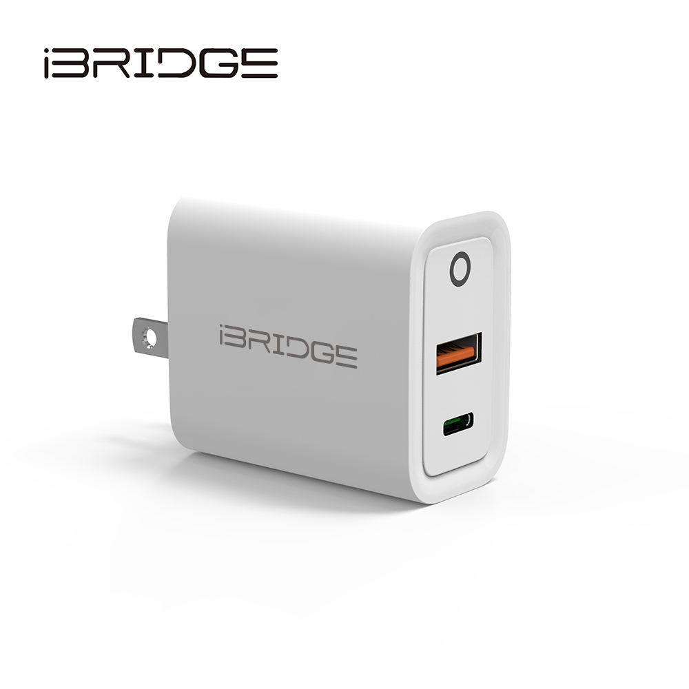 iBRIDGE PD30W雙孔快速充電器-白, , large