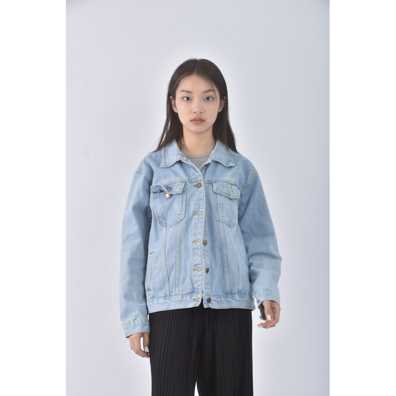 (S) 丹寧牛仔質感藍色外套二手衣, , large