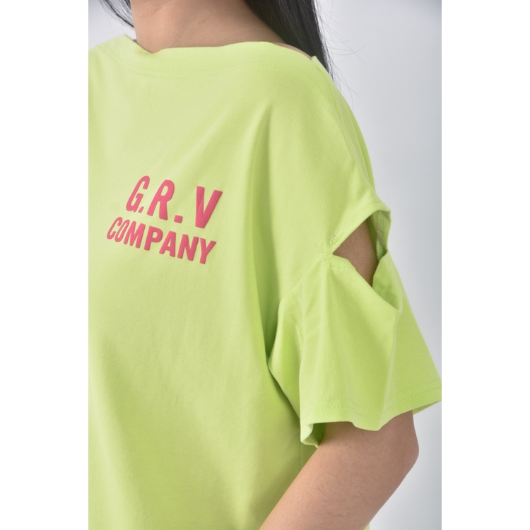(XL) eqiange字母綠色短袖上衣二手衣, , large