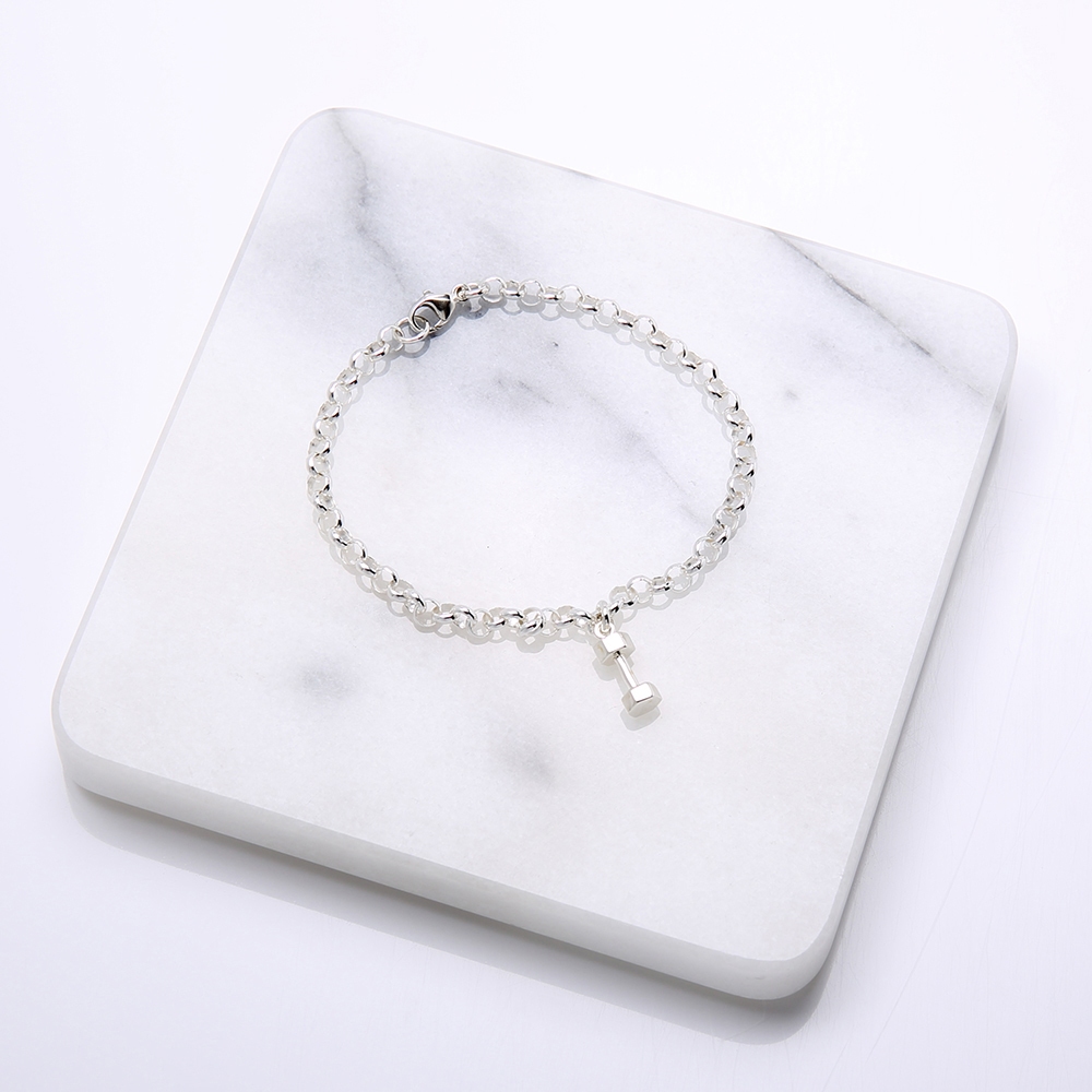 【Angel & Me】健身 啞鈴 運動 925 純銀 手鍊 腳鍊 生日 情人節 紀念日 禮物, , large