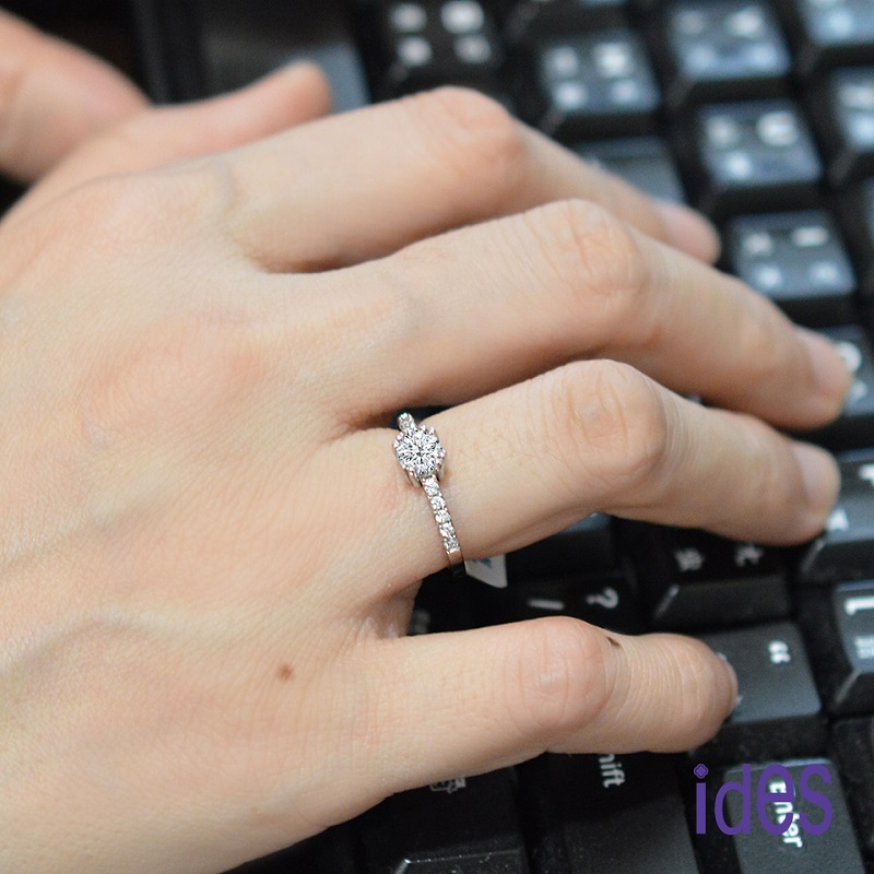 [ides愛蒂思] 日系設計鉑金PT950精選50分F/VS1八心八箭頂級3EX車工鑽石戒指求婚結婚鑽戒/古典八爪  (戒圍請於訂單備註), , large
