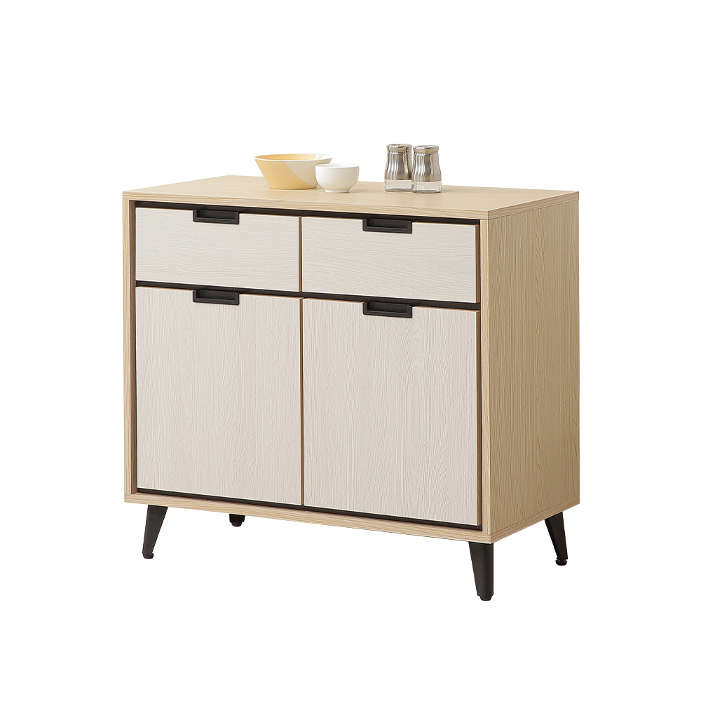 【唯熙傢俱】雷莎原木雙色2.7尺餐櫃