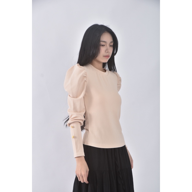 (M) shein質感杏色長袖上衣二手衣, , large